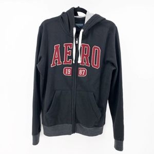 Aeropostale Hoodie Jacket Black Red Small